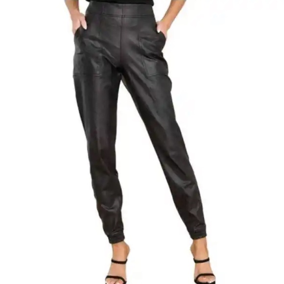 SPANX Faux leather Joggers Black - Picture 2 of 8